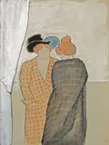 Two Women by Marianne von Werefkin, Gouache (Tempera) over preliminary pencil drawing on gray-brown paper, sold Dec 2009