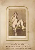 and Anonymous, ALBUM WITH EROTIC SCENES, Album with 10 albumen prints, 1 collodion print and 8 gelatin prints, printed later (copyprints) in carte-de-visite format. Some prints hand-colored. The pages of the album each