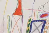Horst Antes, Untitled, Double-sided work: each gouache, color crayon and silver color on laidpaper folded at the middle