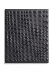 Enrico Castellani, Superficie Nera, Acrylic on shaped canvas