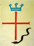 Walter Dahn, Untitled (Crown, Cross, Snake), Acrylic on canvas