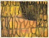 Peter Herkenrath, Untitled (Yellow Painting), Oil, with scraped composition, on masonite