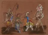 Alfred Hrdlicka, Untitled (Ancienne armée des aristocrates), Pastel and charcoal on redish colored laid paper