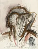 Rolf Iseli, Homme Champignon, Watercolor, ink, color crayon, pencil and earth on Ingres kind paper