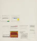 Allen Jones, Untitled (Fleet of Buses), Color crayon, felt-tip pen and pencil on chamois colored paper