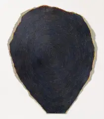 Raimer Jochims, Chromatisches Schwarz (Baumkopf) (chromatic black (top of the tree)), Wax crayon on gray-green cardboard with torn edges ca
