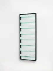Untitled by Adolf Luther, Mirror object with 16 bandular shaped mirrors, arranged horizontally and alternatively convex and concave, each ca, sold Dec 2009