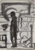 A. R. Penck, Untitled, Gouache on beige drawing paper