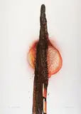 Nachtschatten (Nightshade) by Otto Piene, Oil, traces of fire and soot on sturdy cardboard embossed "Schoellershammer", sold Dec 2009