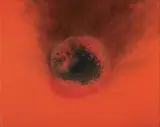Orange Eye by Otto Piene, Oil, traces of fire and soot on canvas, sold Dec 2009