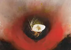 Layers by Otto Piene, Oil, grid, traces of fire and soot on sturdy cardboard embossed "Schoellershammer", sold Dec 2009