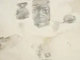 Robert Rauschenberg, Untitled (Shade), Solvent transfer with gouache, opaque white and pencil on cardboard with embossed stamp "VÉRITABLE PAPIER D'ARCHES"