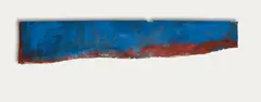 Adrian Schiess, Untitled (shreds), Acrylic and glossy paint on brownish cardboard, the left, right and lower edge irregularly torn, ca