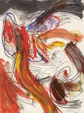 Walter Stöhrer, Flügel, Zähne und Klauen (wings, teeth and claws), Acrylic, gouache, ink, color crayon and graphite on chamois colored cardboard