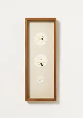 André Thomkins, Untitled, Collage with three wafers, spaghetti, licorice and poppy seeds on cardboard