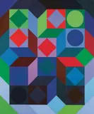 Victor Vasarely, Tridim - HH - 2, Oil on wood