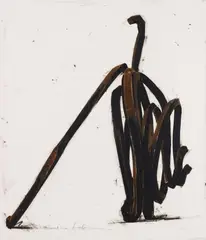 Two undetermined lines by Bernar Venet, Color lithograph extensively worked over with color oil crayons on heavy wove paper, sold Dec 2009