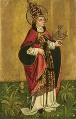 Alpine School, circa 1480, SAINT CLEMENS SAINT HOLDING A BOOK, Oil on panel