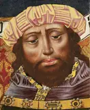 TWO HEADS OF PROPHETS (FRAGMENTS OF AN ALTAR) by Spanish School, early 16th century, Oil on panel, sold Nov 2009