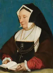follower of Hans Holbein the Younger, PORTRAIT OF ALICE MORE, Oil on panel (parquetted)