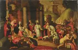 Flemish School circa 1600, THE ADORATION OF THE MAGI, Oil on panel (parquetted)