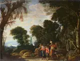 David Teniers the Elder, LANDSCAPE WITH THE REPUDIATION OF HAGAR, Oil on panel