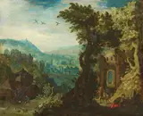 Flemish School Early 17th century, LANDSCAPE WITH WATER-MILL AND RUINS, Oil on copper