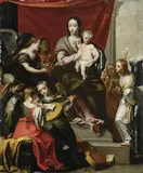 Flemish School 17th century, THE VIRGIN WITH CHILD AND ANGELS, Oil on copper