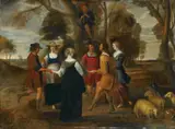 Christoffel van der Laemen, LANDSCAPE WITH DANCING SHEPHERDS, Oil on panel