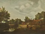 Meindert Hobbema, VILLAGE LANDSCAPE, Oil on wood