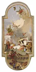 Giovanni Battista Tiepolo, INSTITUTION OF THE ROSARY, Oil on cardboard mounted on wood