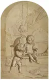 Abraham van Stry the Elder, THREE CUPIDS WITH SYMBOLS OF NAUTIC, Oil on canvas (relined)