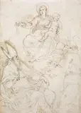 THE VIRGIN WITH TWO SAINTS by called Palma il Giovane Jacopo Negretti, Pen with brown ink and graphite, sold Nov 2009