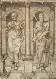 SAINT PETER AND SAINT PAUL by circle of Lambert Lombard, Pen and brown ink, sold Nov 2009