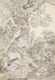 Balthasar Anton Dunker, PATH IN THE MOUNTAINS, Brush and grey ink