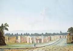 German School circa 1830, POMPEII, Gouache on paper