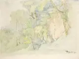 Carl Spitzweg, WALDSTÜCK MIT FELSEN