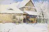 Hugo Mühlig, WINTER SCENE IN A COURTYARD