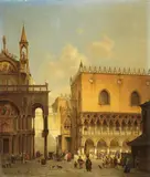 THE PIAZZA DI SAN MARCO IN VENICE by Ivo Ambroise Vermeersch, Oil on canvas, mounted on wood, sold Nov 2009