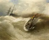 Andreas Achenbach, BOATS IN STORMY SEA