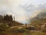 Traugott Schiess, CHAMOIS IN THE HIGH MOUTAINS, Oil on canvas
