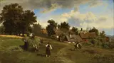Hjalmar Munsterhjelm, HAY HARVEST AT FRAUENCHIEMSEE, Oil on canvas