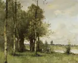 Paul Désiré Trouillebert, VIEW FROM GENNES ONTO THE LOIRE, Oil on canvas