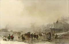 WINTER SCENE by Adolf Stademann, Oil on panel, sold Nov 2009