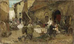 Hans Peter Feddersen, ITALIAN VILLAGE, Oil on canvas, mounted on wood