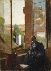 Pieter Oyens, WOMAN AT THE WINDOW, Oil on canvas