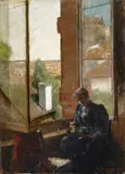 Pieter Oyens, WOMAN AT THE WINDOW, Oil on canvas