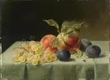 Emilie Preyer, FRUIT STILL LIFE WITH PEACHES, PLUMS, AND GRAPES