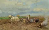 Hugo Mühlig, HORSE AND CARD ON THE POTATO FIELD