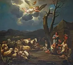 Louis Licherie, ANNUNCIATION TO THE SHEPHERDS, Oil on canvas (relined)